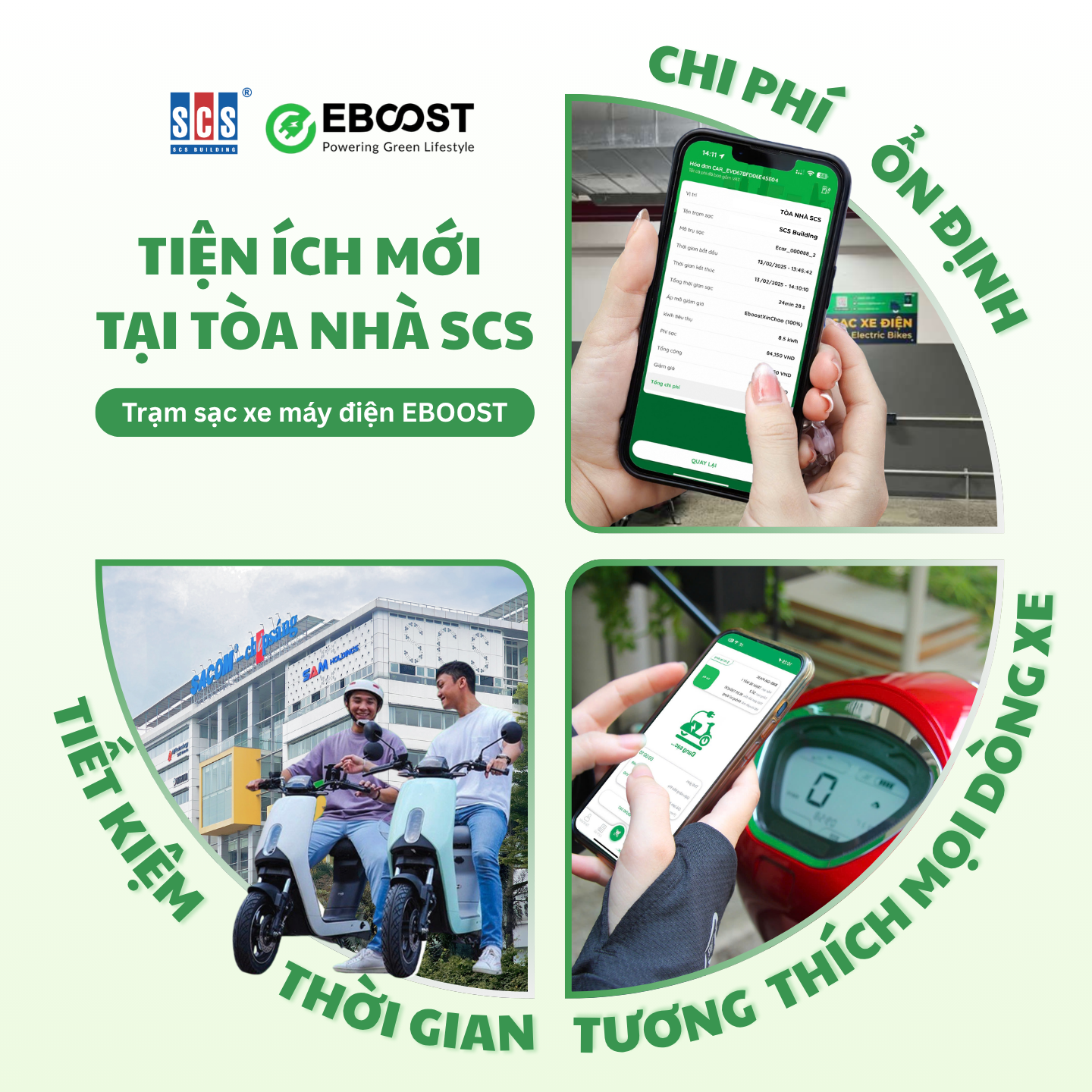 TRẠM SẠC XE MÁY ĐIỆN EBOOST CHÍNH THỨC CÓ MẶT TẠI TÒA NHÀ SCS