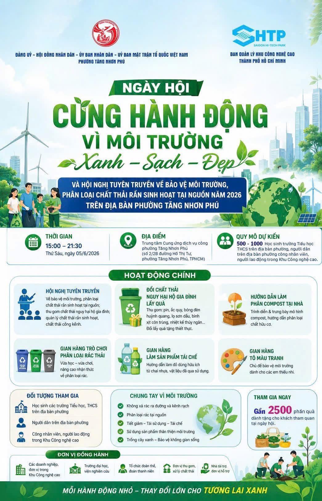 NGÀY HỘI “CÙNG HÀNH ĐỘNG VÌ MÔI TRƯỜNG – XANH, SẠCH, ĐẸP” NĂM 2026