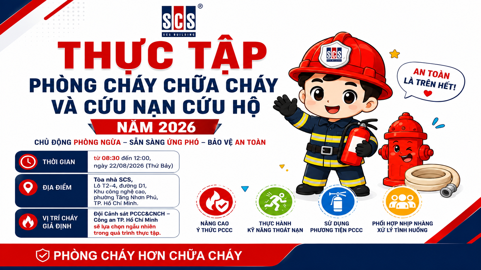 THÔNG BÁO TỔ CHỨC THỰC TẬP PHƯƠNG ÁN CHỮA CHÁY VÀ PHƯƠNG ÁN CỨU NẠN, CỨU HỘ ĐỊNH KỲ NĂM 2026 TẠI TÒA NHÀ SCS